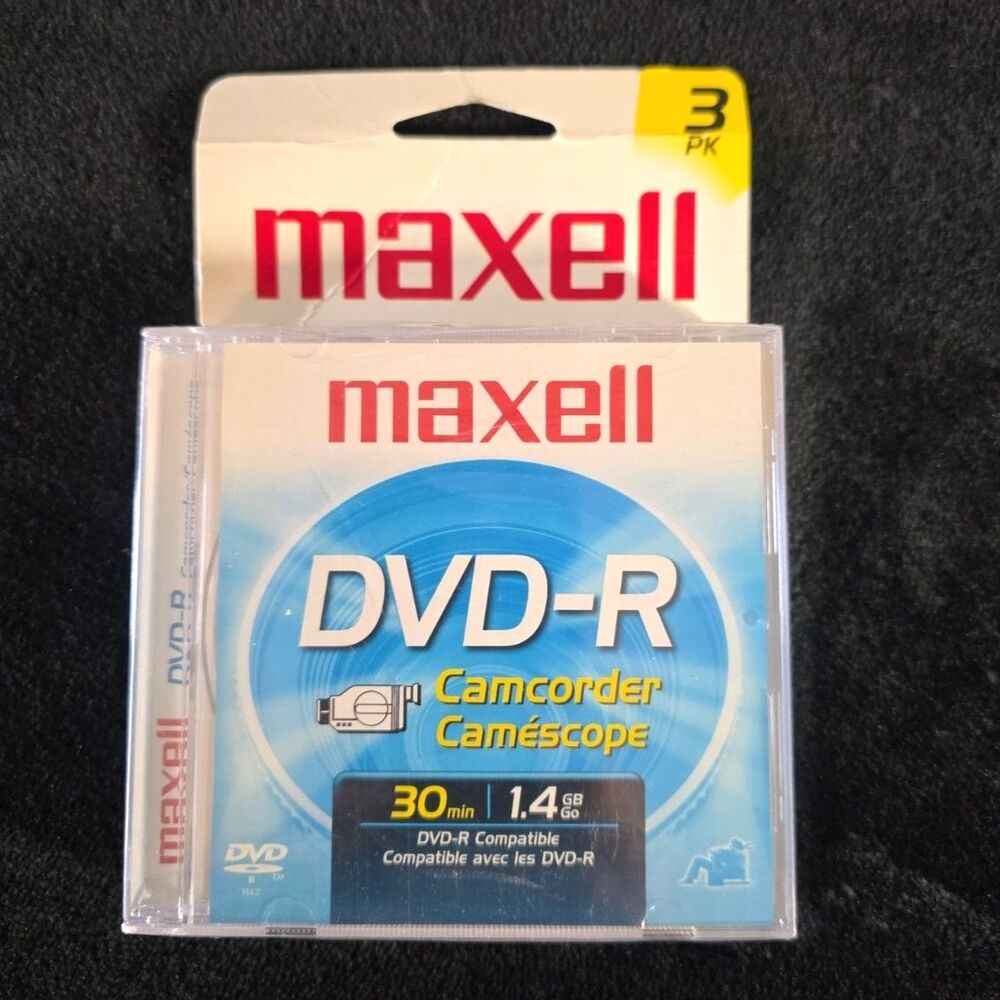 New! Maxell Camcorder DVD-R - 3 pack 30 min 1.4 GB DVDs NOS